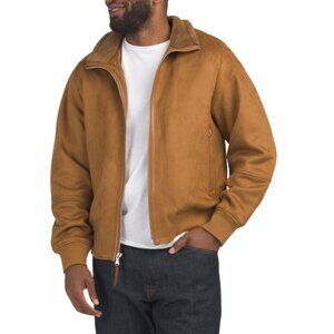 ROBERT GRAHAM Tan Faux Suede Bomber Jacket